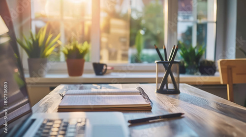 Wallpaper Mural A motivational quote elegantly written on a notebook placed on a sleek modern desk, surrounded by minimalist decor and soft lighting, creating an inspiring workspace ambiance. Torontodigital.ca