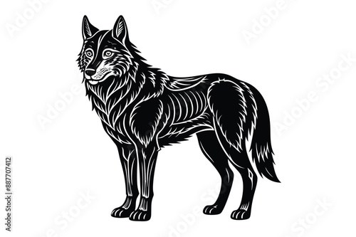 Wolf standing on a white background 