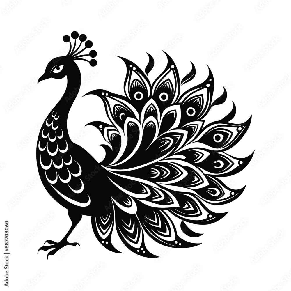 Fototapeta premium Peacock Silhouette Vector Illustration 