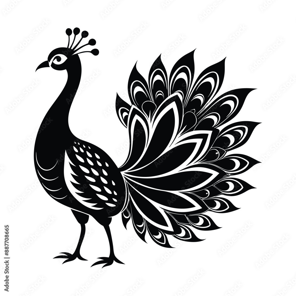 Peacock Silhouette Vector Illustration Peacock Silhouette Vector Illustration