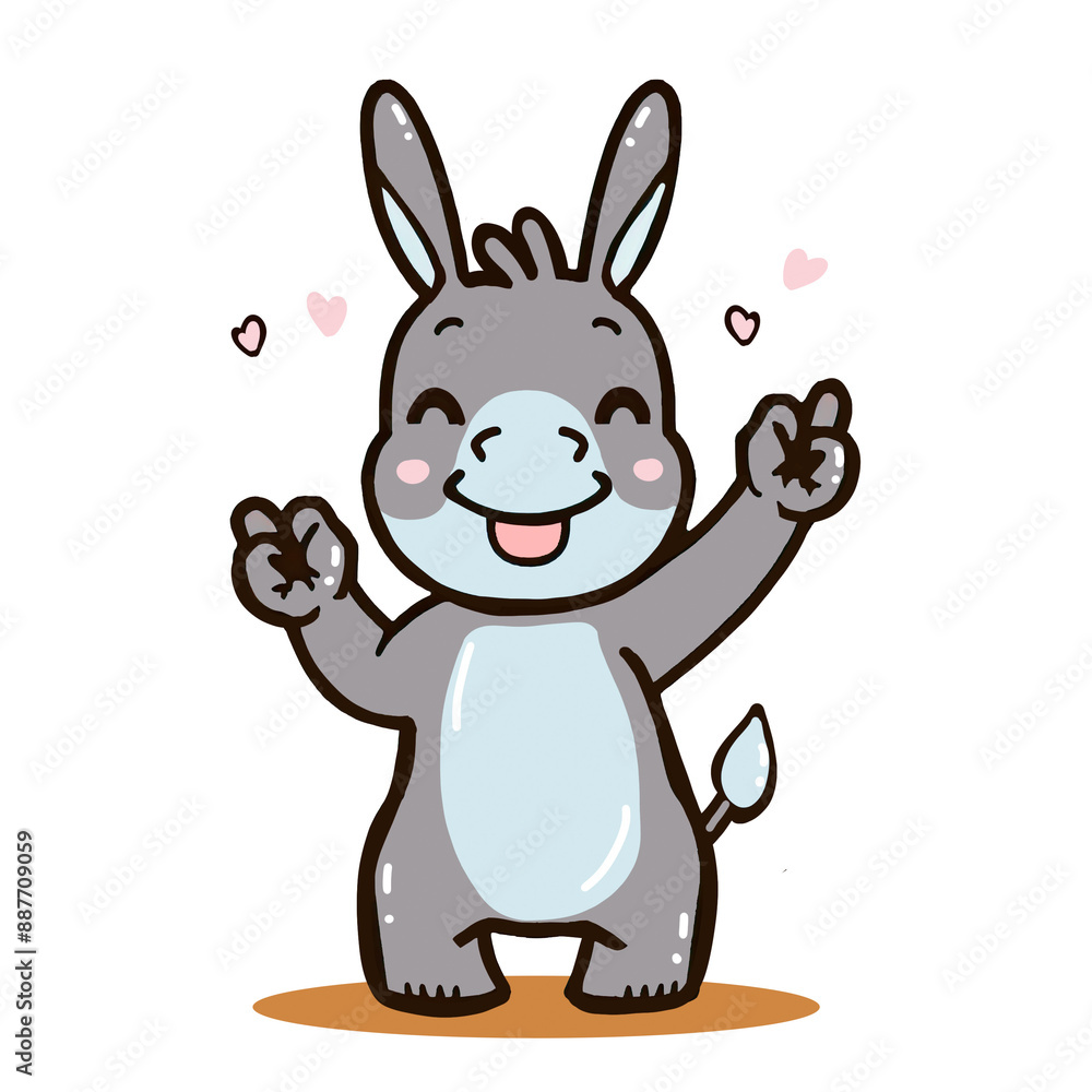 Cute kawaii adorable donkey smiling dancing for kids for children nursery baby shower cards decoration logo graphics POD Cute kawaii adorable donkey smiling dancing for kids for children nursery baby shower cards decoration logo graphics POD