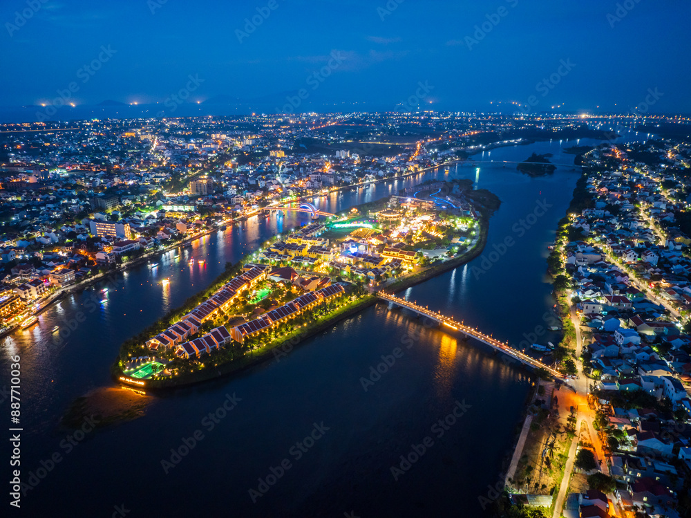 Aerial view of Hoi An ancient town, Unesco heritage in Vietnam. Aerial view of Hoi An ancient town, Unesco heritage in Vietnam.