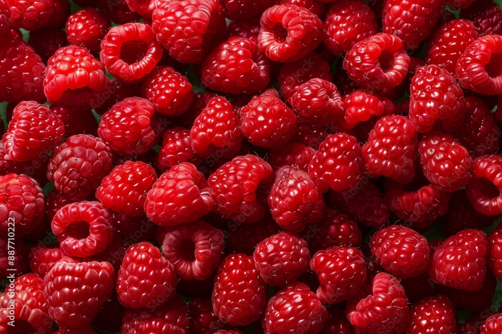 Red ripe raspberries close-up from above. Beautiful simple AI generated image in 4K, unique. Red ripe raspberries close-up from above. Beautiful simple AI generated image in 4K, unique.
