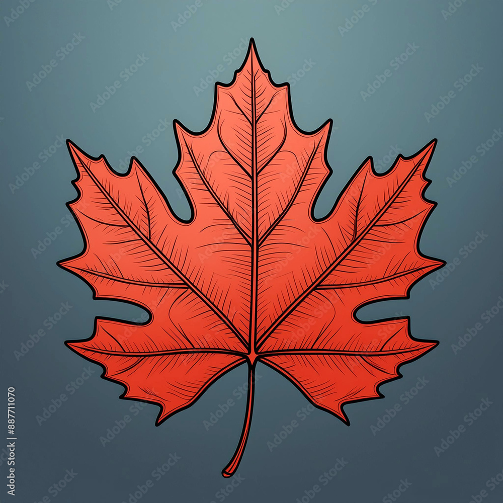 Naklejka premium A single maple leaf from Canada against a moss green background.