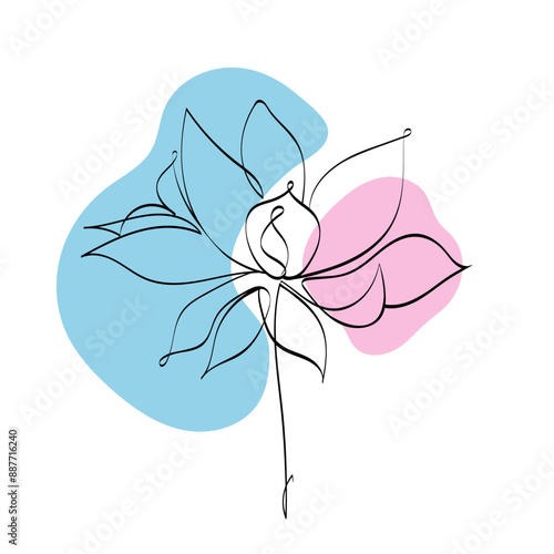 Lotus flower in one line. Lotus as a symbol of relaxation. Logo for beauty spheres. Floral logo. Flower clipart.