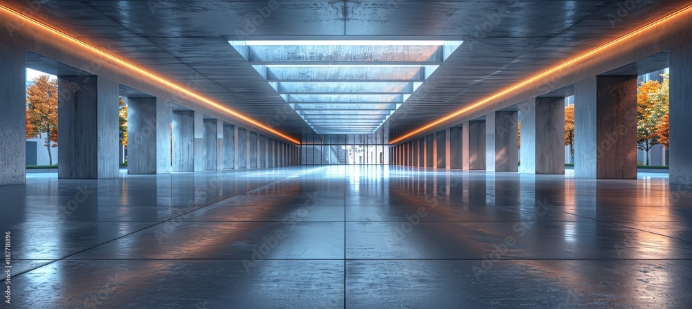 3D Render of Abstract Modern Architecture with Empty Concrete Floor 3D Render of Abstract Modern Architecture with Empty Concrete Floor