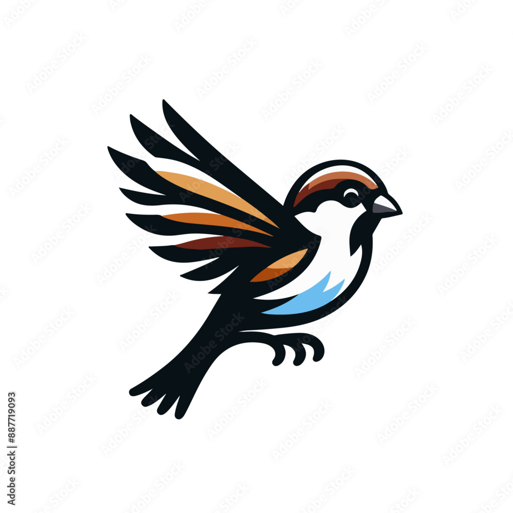 Obraz premium flat vector logo of sparrow.
