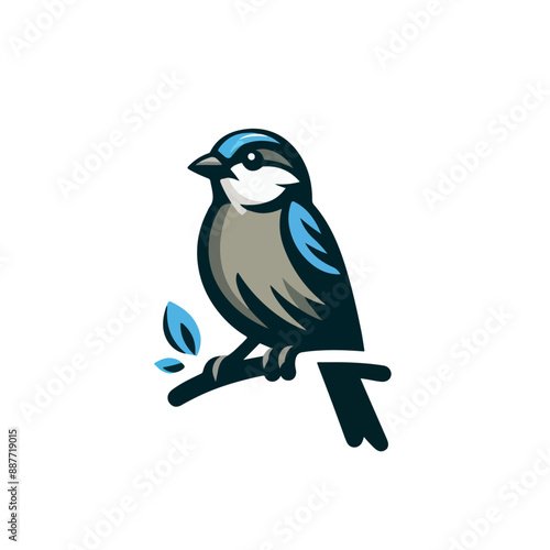 flat vector logo of sparrow  photo