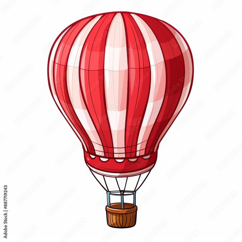 Obraz premium A red and white hot air balloon with a basket on top
