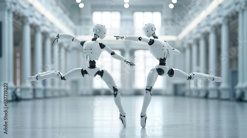 Two robots are dancing.