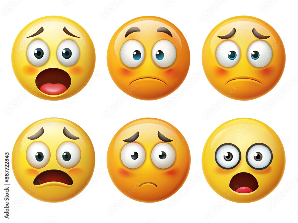 High Detailed Beautiful Emoji Expressions Icon Set on Transparent Background High Detailed Beautiful Emoji Expressions Icon Set on Transparent Background
