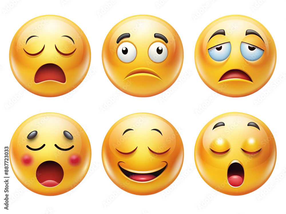 High Detailed Beautiful Emoji Expressions Icon Set on Transparent Background High Detailed Beautiful Emoji Expressions Icon Set on Transparent Background