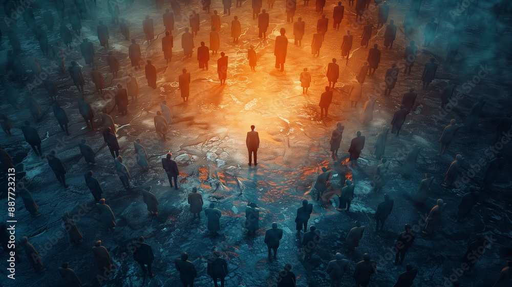 Fototapeta premium Focus on one person in the context of human resource management and recruitment.