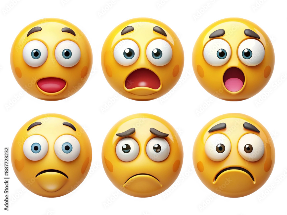 High Detailed Beautiful Emoji Expressions Icon Set on Transparent Background High Detailed Beautiful Emoji Expressions Icon Set on Transparent Background