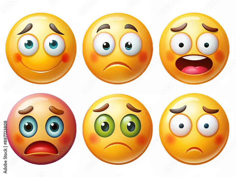 High Detailed Beautiful Emoji Expressions Icon Set on Transparent Background High Detailed Beautiful Emoji Expressions Icon Set on Transparent Background