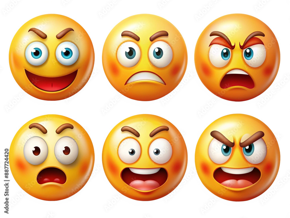 High Detailed Beautiful Emoji Expressions Icon Set on Transparent Background High Detailed Beautiful Emoji Expressions Icon Set on Transparent Background