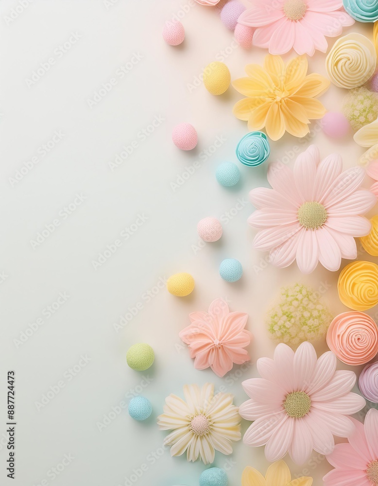 Pastel Flowers and Decoration - Cute Background with Soft Colored Flower Space for Copy, Beautiful and Pretty Wallpaper for Spring, Mother's Day, Woman's Day, Valentine's Day, Birthday, Party, Wedding Pastel Flowers and Decoration - Cute Background with Soft Colored Flower Space for Copy, Beautiful and Pretty Wallpaper for Spring, Mother's Day, Woman's Day, Valentine's Day, Birthday, Party, Wedding