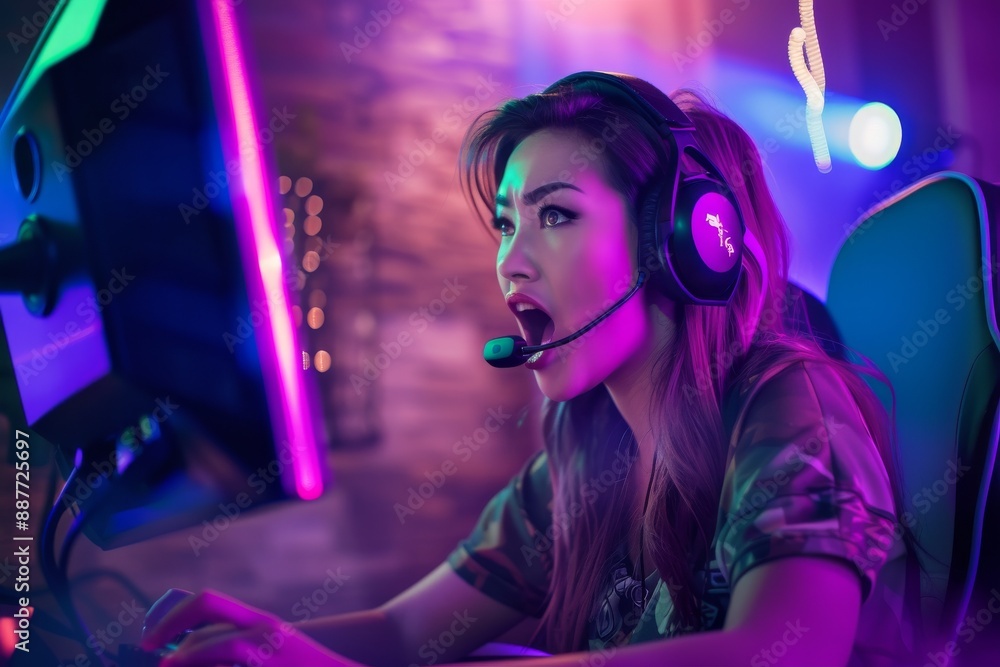 a man and woman streamers casting an online e-sport tournament. generative ai. Beautiful simple AI generated image in 4K, unique. a man and woman streamers casting an online e-sport tournament. generative ai. Beautiful simple AI generated image in 4K, unique.
