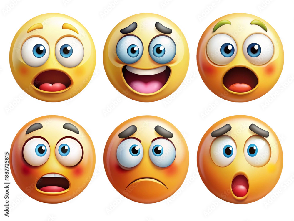 High Detailed Beautiful Emoji Expressions Icon Set on Transparent Background High Detailed Beautiful Emoji Expressions Icon Set on Transparent Background
