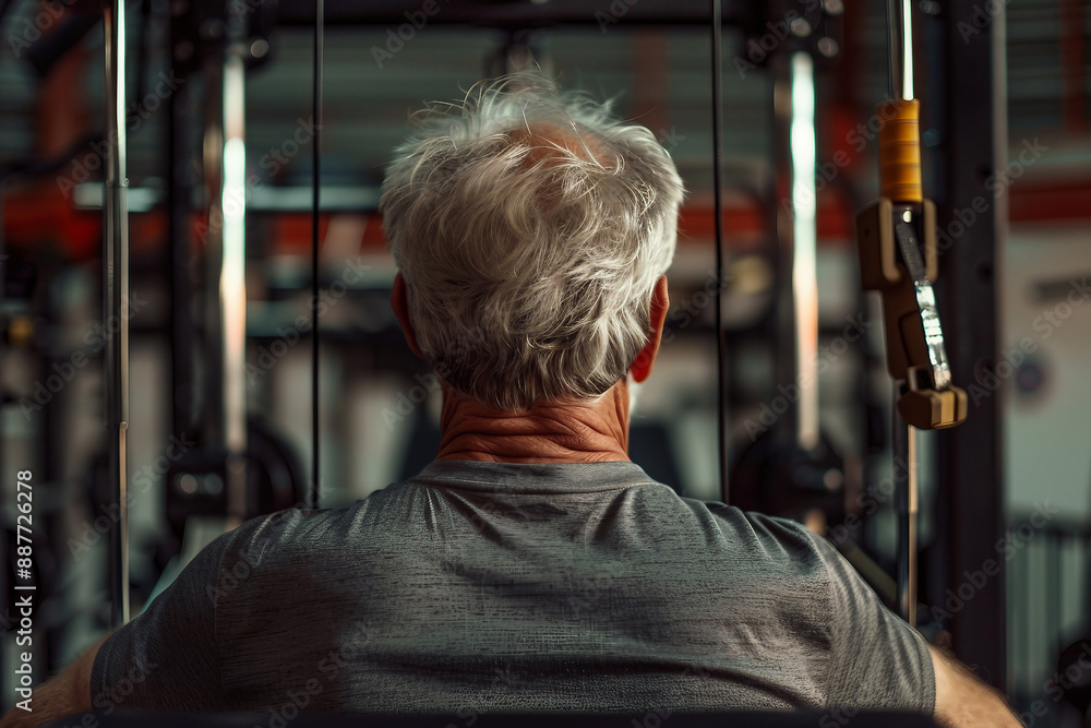 Obraz premium Beautiful elderly people attending gym having healthy lifestyle way of life, modern indoors sports space, Generative AI