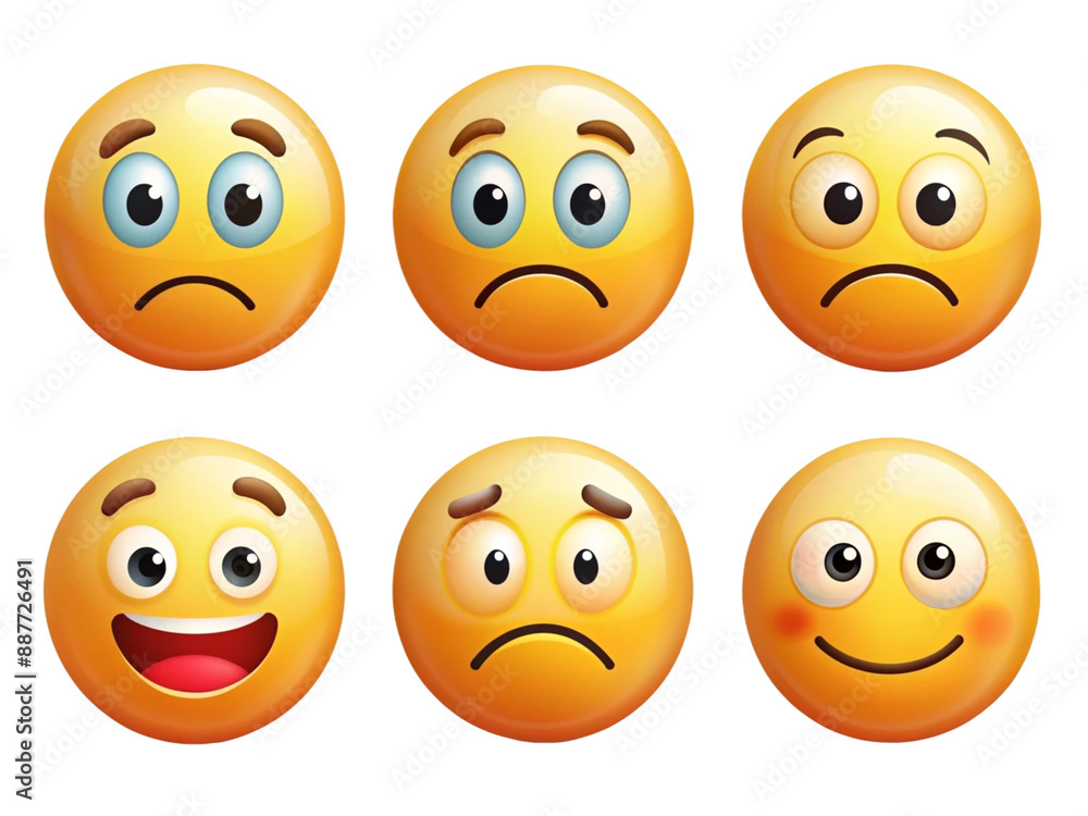 High Detailed Beautiful Emoji Expressions Icon Set on Transparent Background High Detailed Beautiful Emoji Expressions Icon Set on Transparent Background