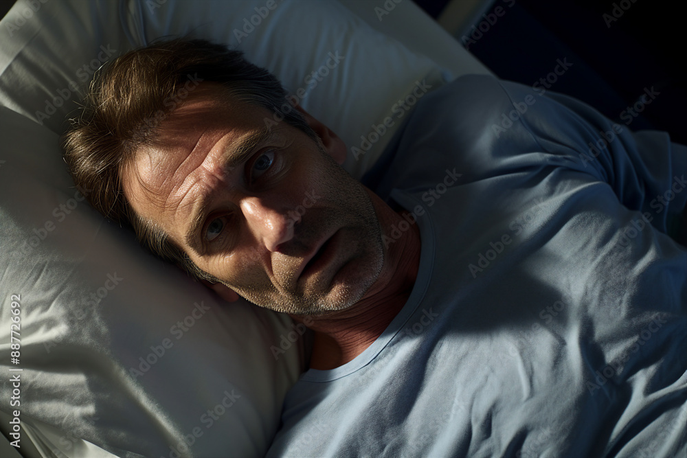 AI generated portrait of mature ill man on rehabilitation in hospital AI generated portrait of mature ill man on rehabilitation in hospital