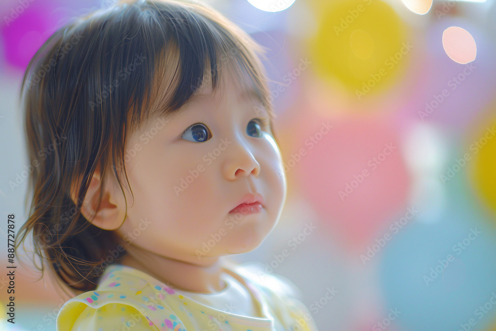 Children birthday party with cake confetti and decor, Generative AI creative picture Children birthday party with cake confetti and decor, Generative AI creative picture