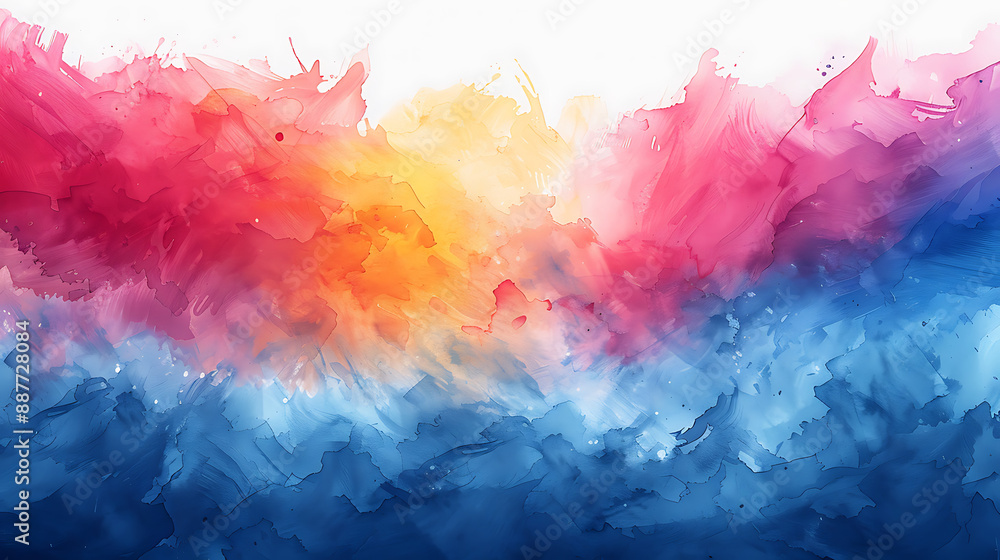 Vibrant abstract watercolor background blending warm and cool colors in a dynamic and artistic brush stroke pattern. Vibrant abstract watercolor background blending warm and cool colors in a dynamic and artistic brush stroke pattern.