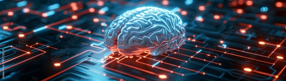 AI Brain on Circuit Board AI Brain on Circuit Board