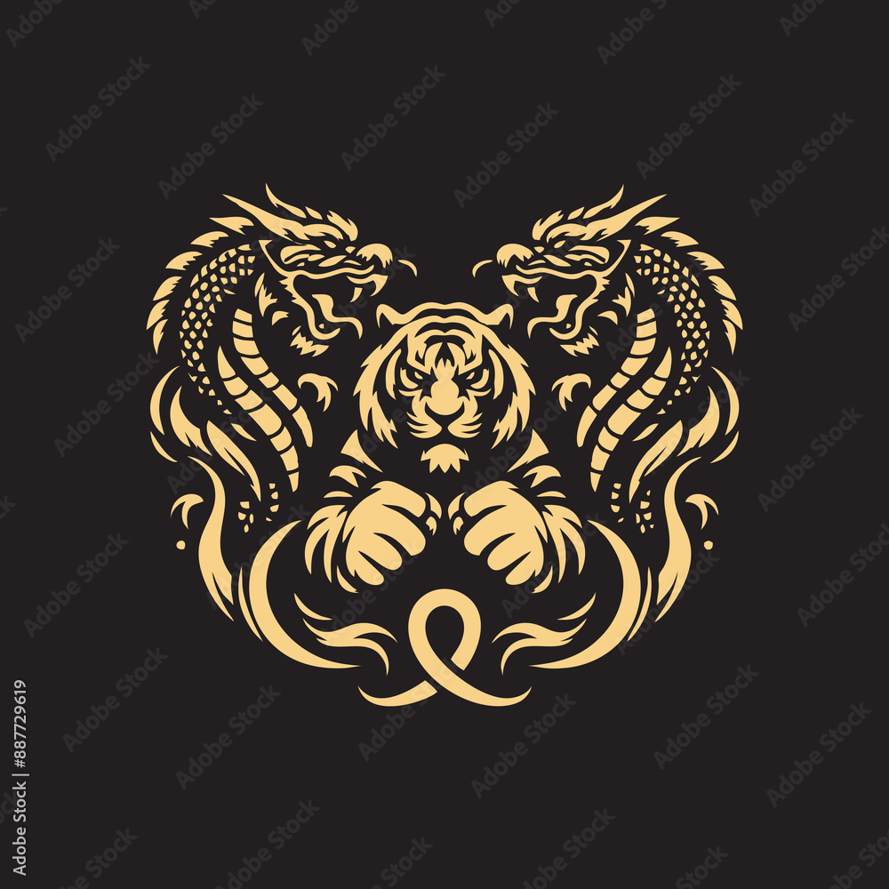 Obraz premium Tiger and dragon fight