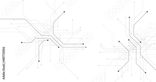 Black circuit diagram on white background. High-tech circuit board connection system.Vector abstract technology on a white background.