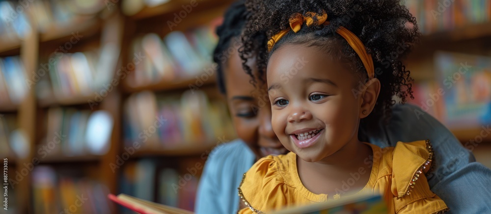 Happy Little Girl Reading With Her Mom Happy Little Girl Reading With Her Mom