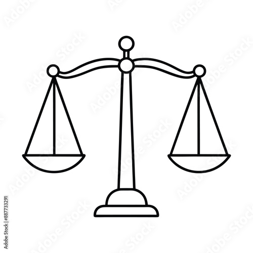 Scales of Justice Vector Line Art Icon Logo.