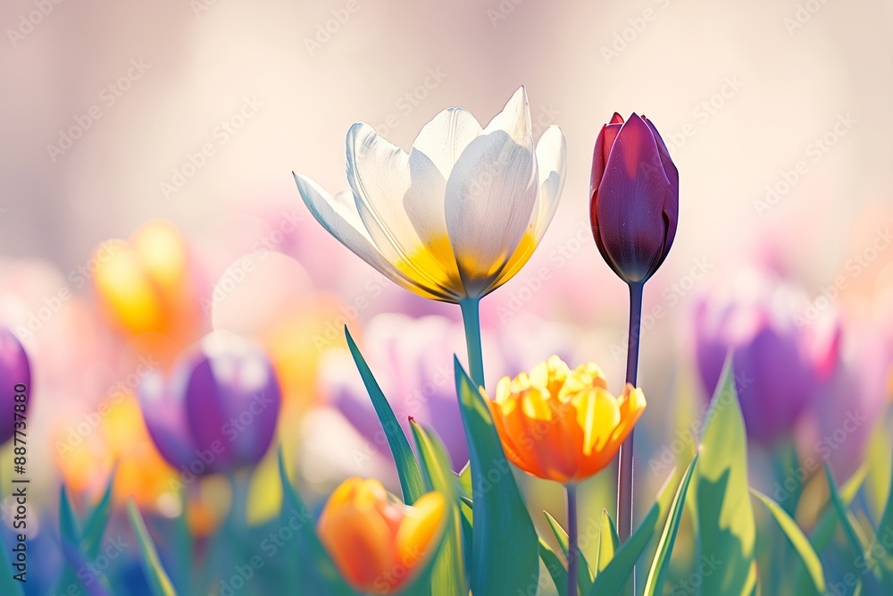Fototapeta premium colorful tulips background