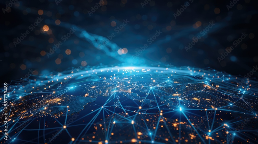 Communication technology for internet business. Global world network and telecommunication Communication technology for internet business. Global world network and telecommunication