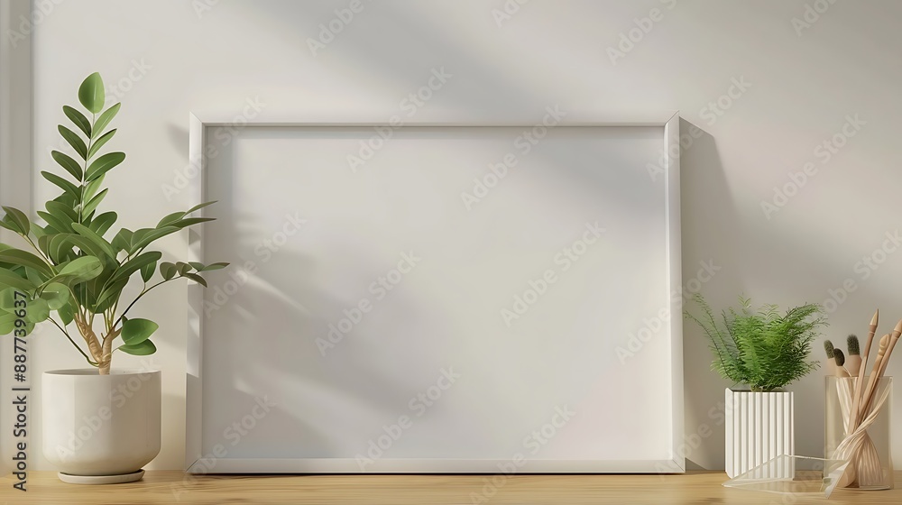 White Frame Mockup with Plants White Frame Mockup with Plants