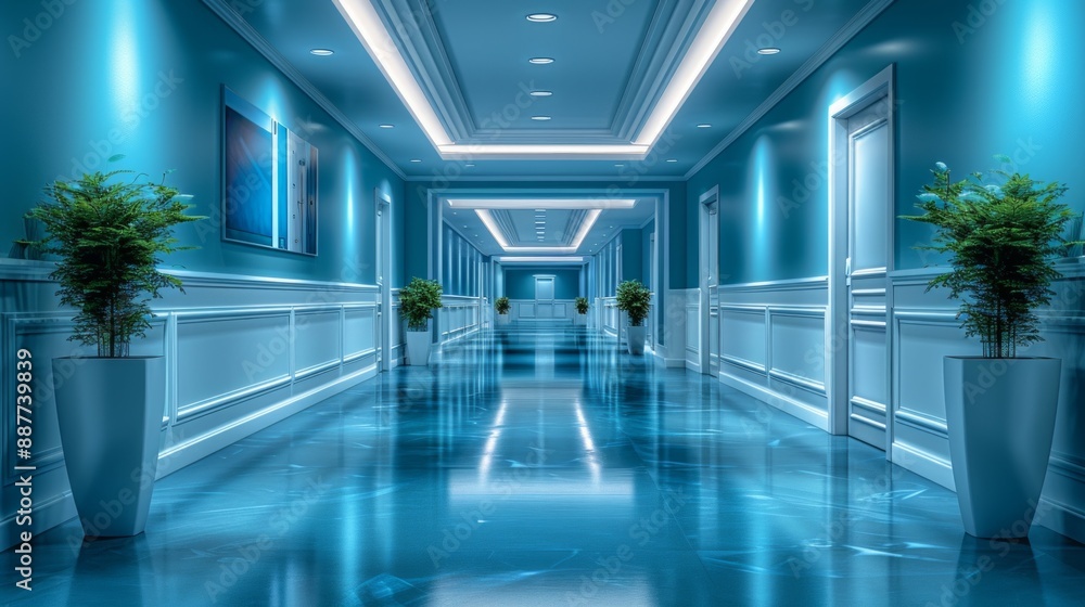 Obraz premium Modern and Clean Hospital Interior Design - High-Tech Patient Rooms and Hallways