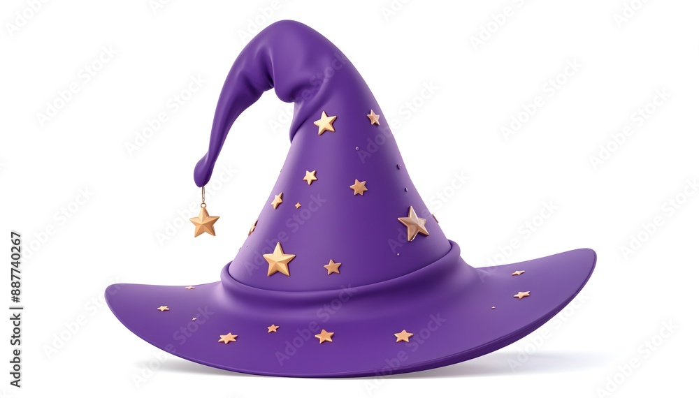 A purple wizard's hat with yellow stars on it A purple wizard's hat with yellow stars on it