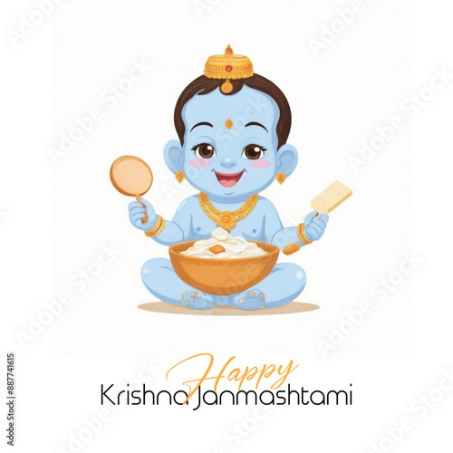  Happy Krishna Janmashtami illustration of Lord Krishna