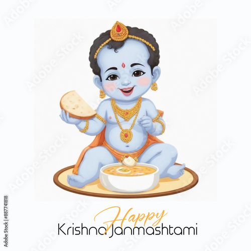  Happy Krishna Janmashtami illustration of Lord Krishna