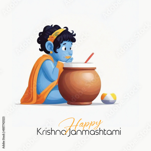  Happy Krishna Janmashtami illustration of Lord Krishna