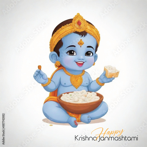  Happy Krishna Janmashtami illustration of Lord Krishna