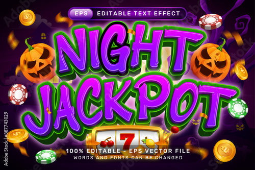 night jackpot text effect and editable text effect with halloween background