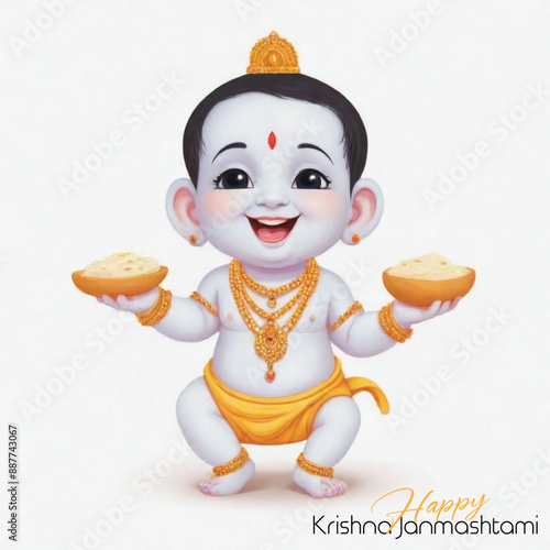  Happy Krishna Janmashtami illustration of Lord Krishna