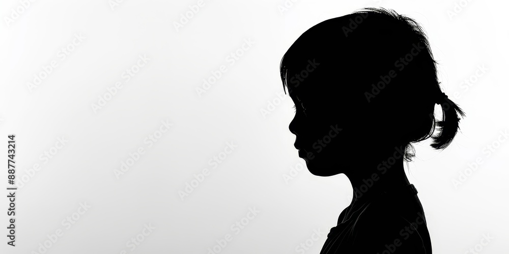 dark silhouette of unrecognizable child on a white background dark silhouette of unrecognizable child on a white background
