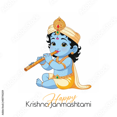  Happy Krishna Janmashtami illustration of Lord Krishna