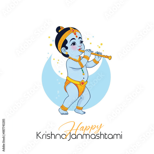  Happy Krishna Janmashtami illustration of Lord Krishna