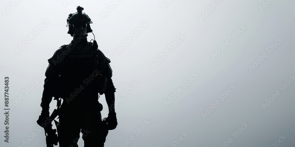dark silhouette of unrecognizable soldier on a white background dark silhouette of unrecognizable soldier on a white background
