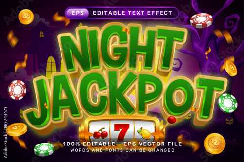 night jackpot text effect and editable text effect with halloween background