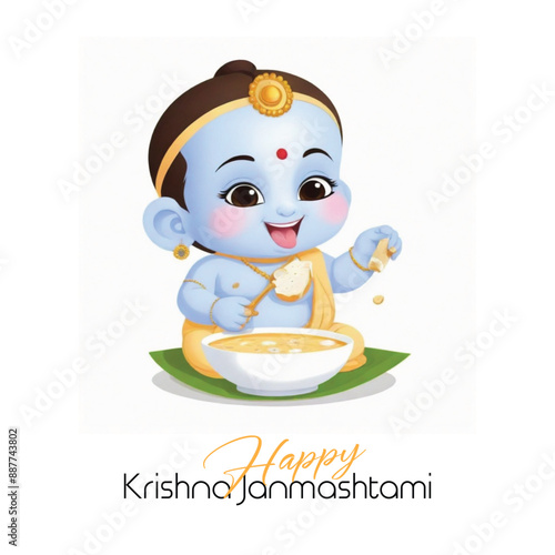  Happy Krishna Janmashtami illustration of Lord Krishna